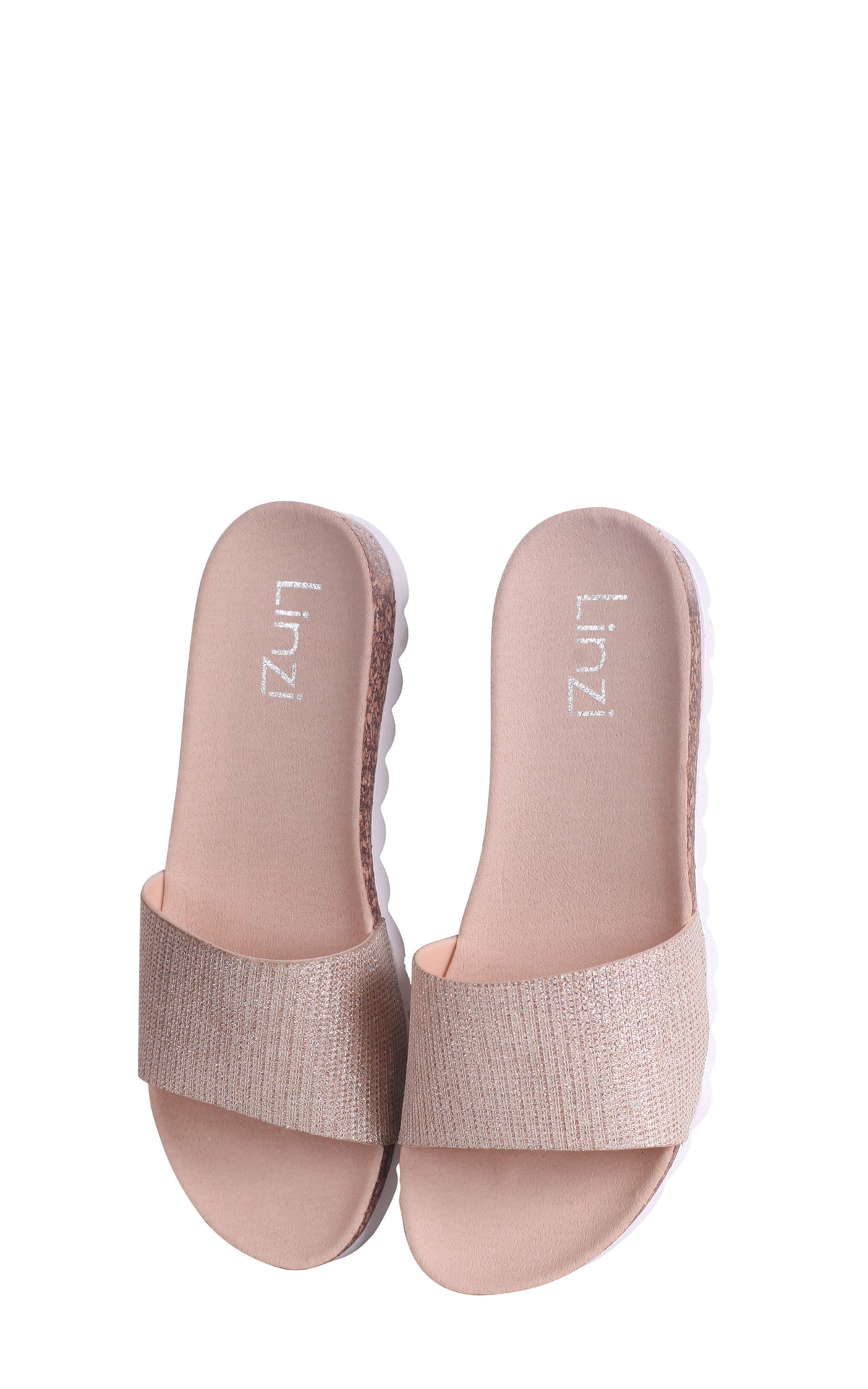 Cyprus Gold Glitter Slip On Slider With White Cleated Sole