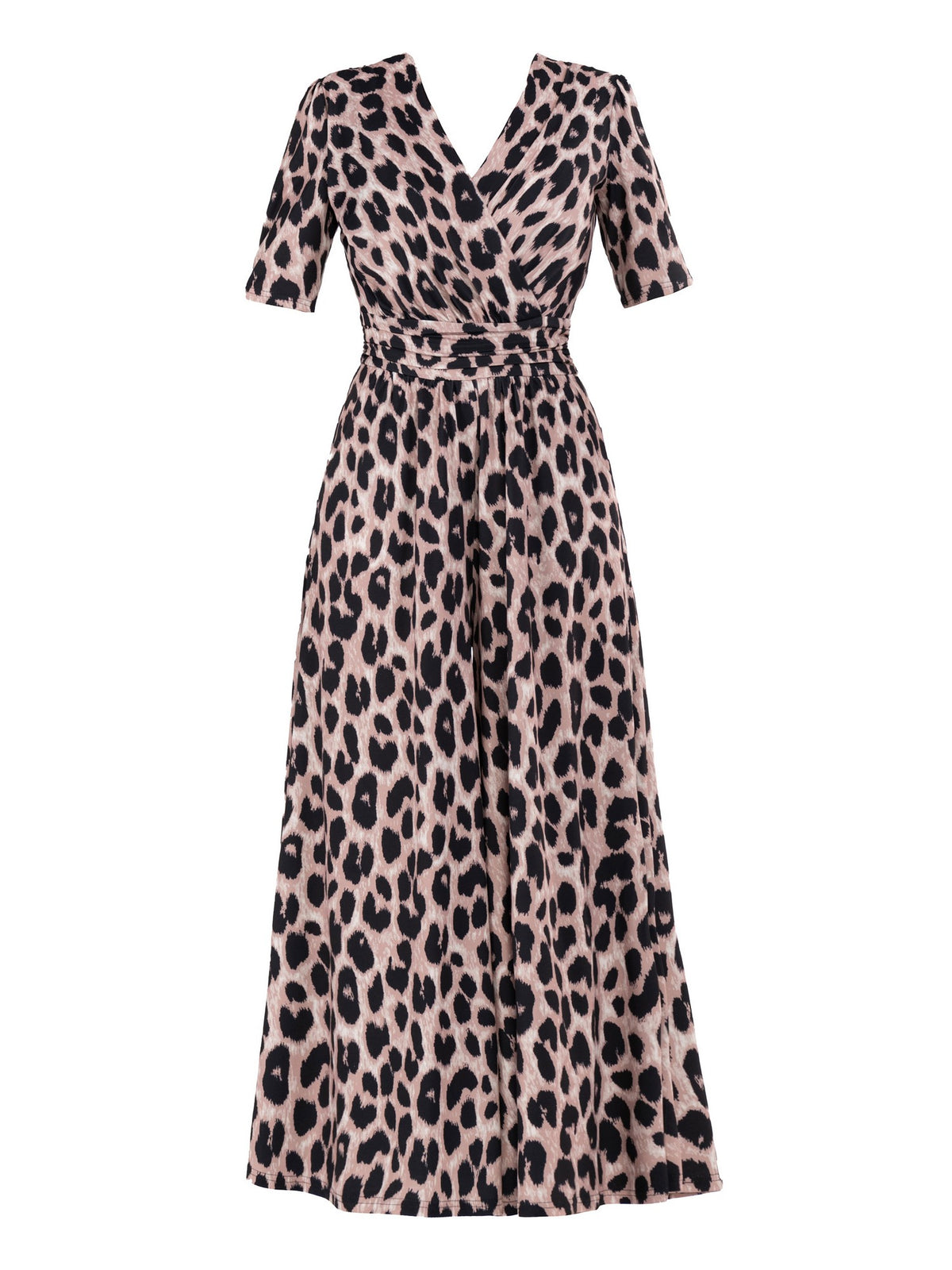Bailee Wrap Jersey Jumpsuit, Pink Animal