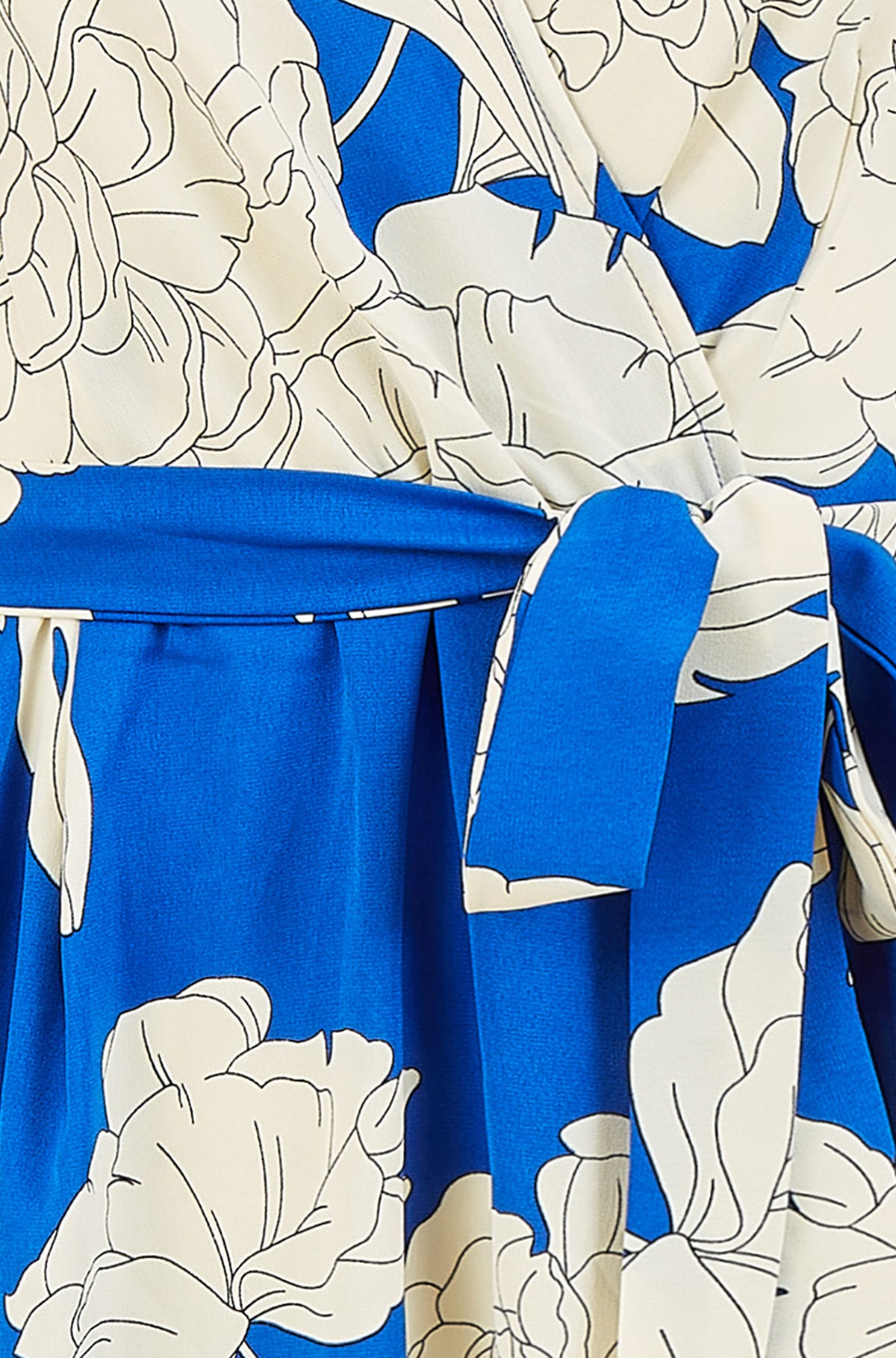 Blue Blossom Print Wrap Midi With Dipped Hem