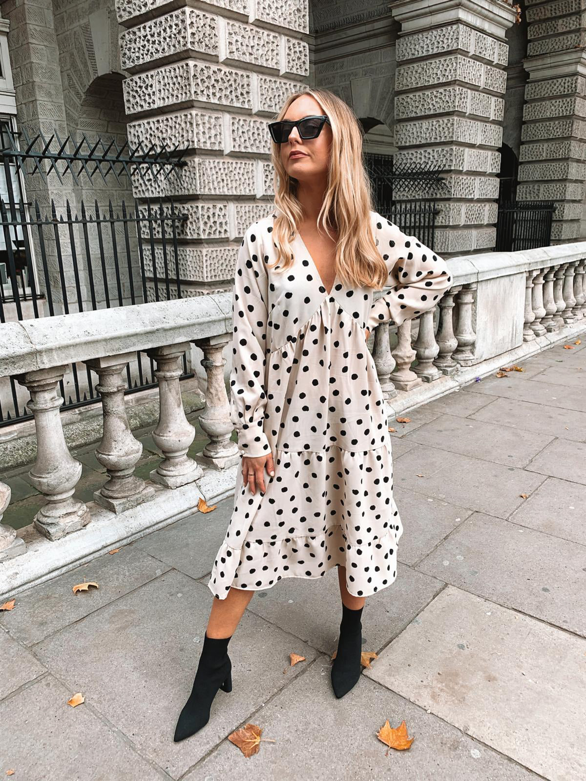 Dotty Day Dress - Beige Polka Dot