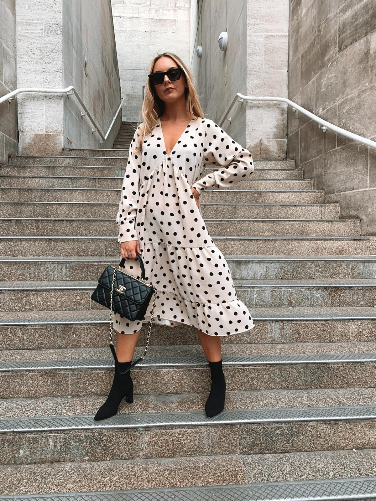 Dotty Day Dress - Beige Polka Dot