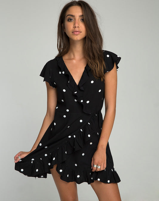 Rica Skater Dress in Black and White Polkadot