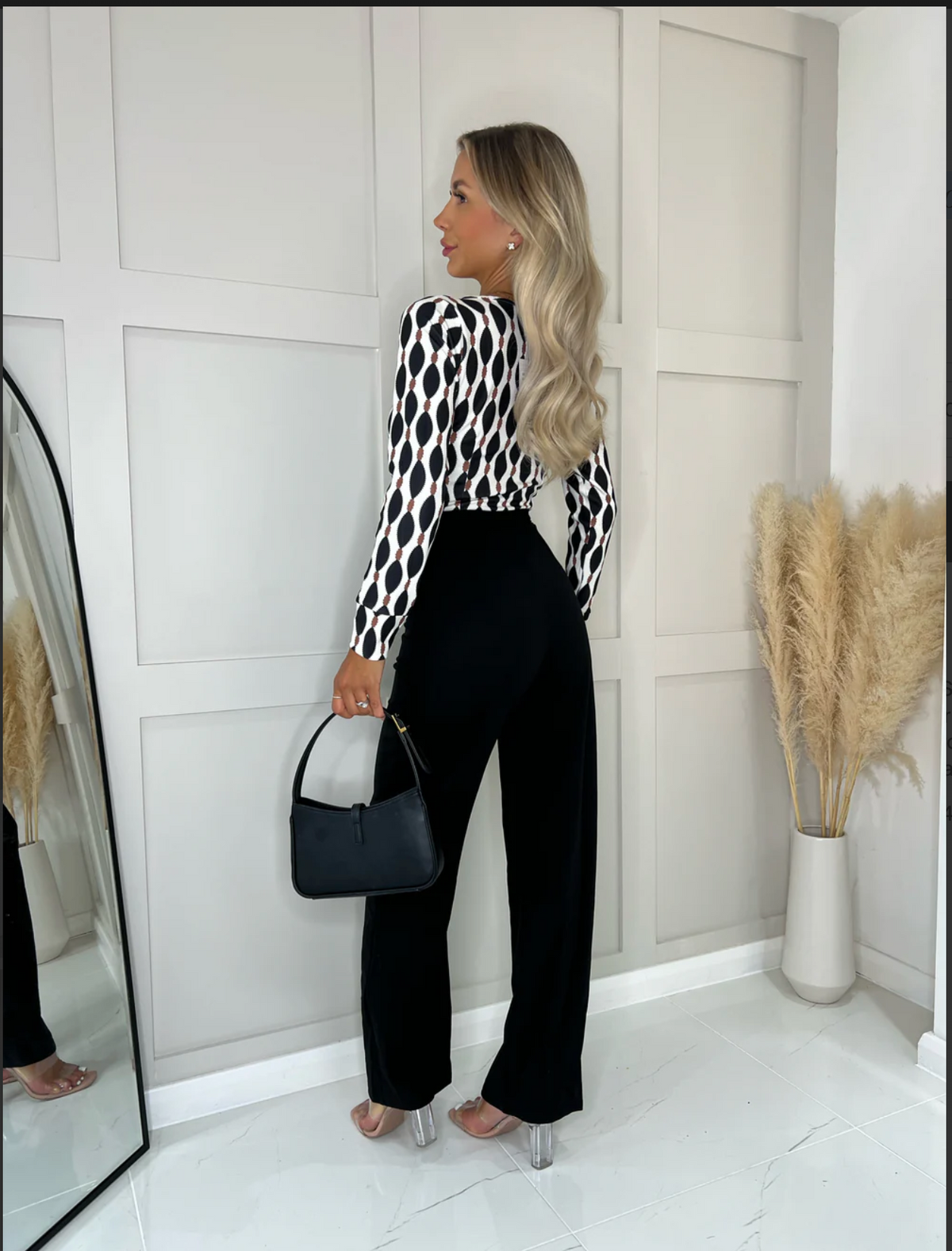 Ogee Wrap Contrast Long Sleeve Jumpsuit