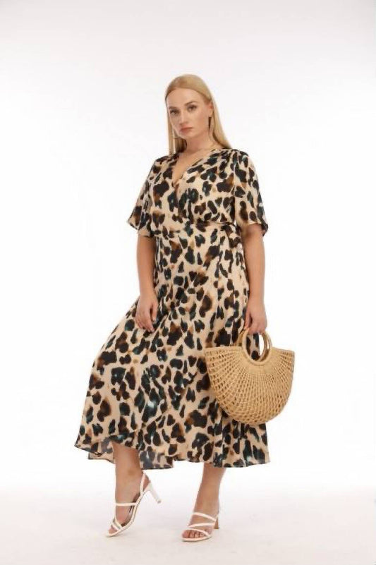 Plus Size Leopard print wrap dress