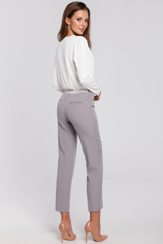 Trousers with Elastic Waistband in Grey