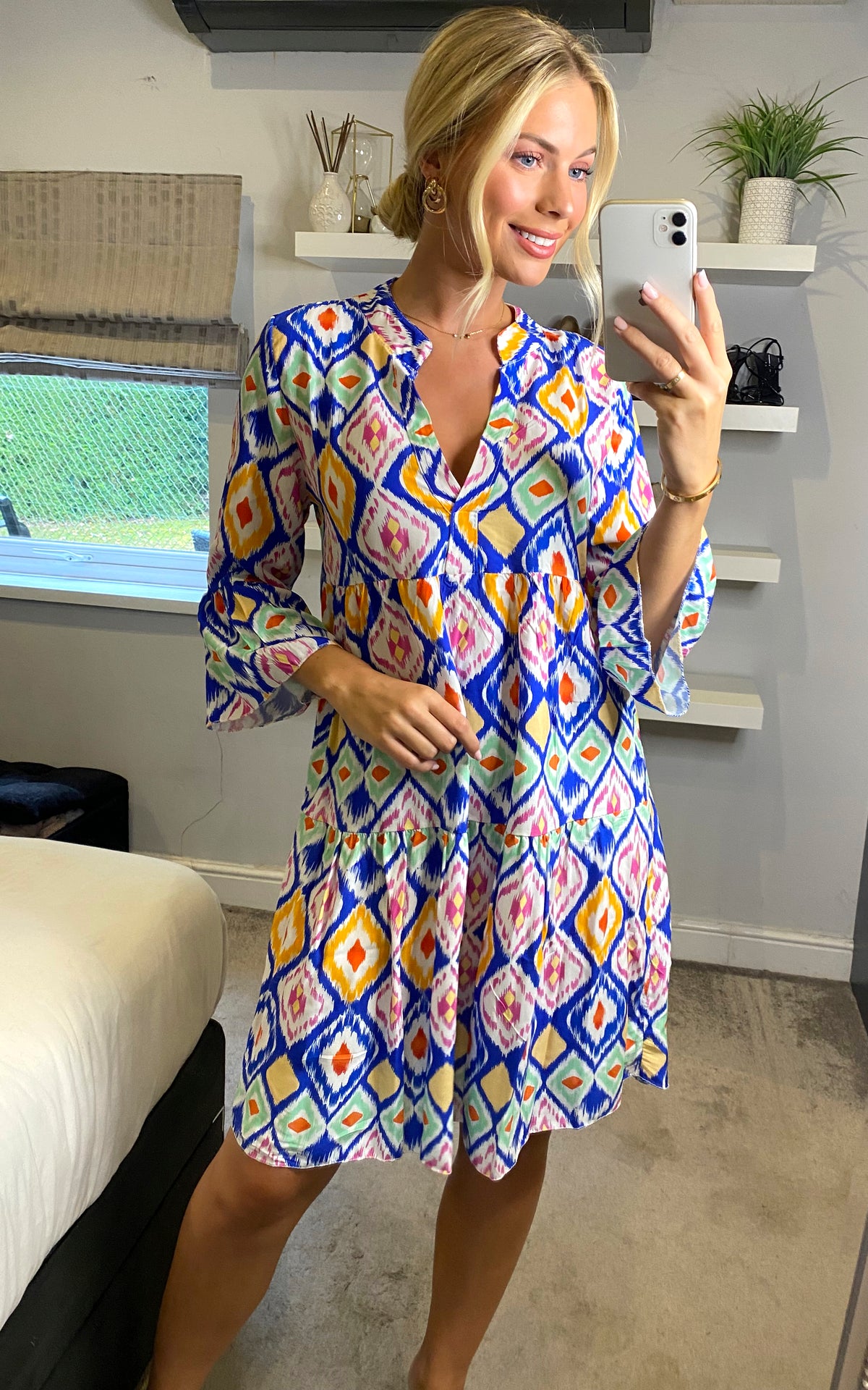 Aztec Print Kaftan In Blue
